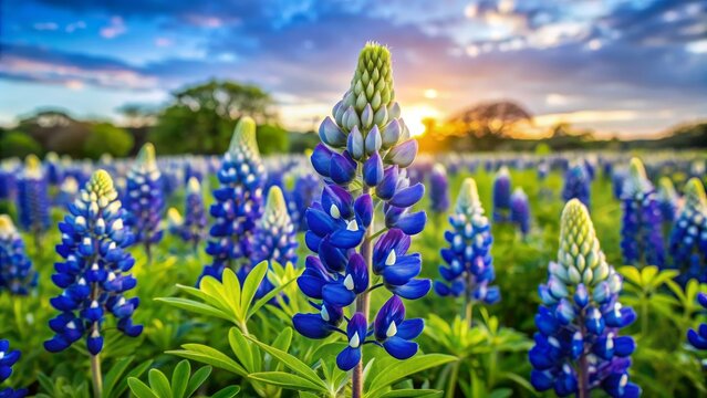 Bluebonnet Bloom in the Golden Hour, wildflowers , texas , spring , bluebonnet