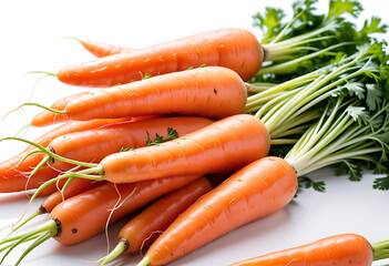 fresh carrots white backdrop high resolution high details vibrant