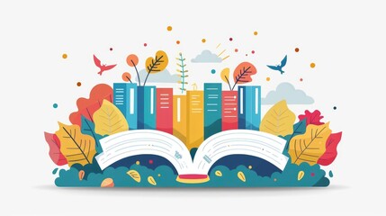 Word flat design front view theme literature animation vivid