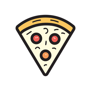 recommend clip art: Pizza food icon cook outline and color tomato hot design.