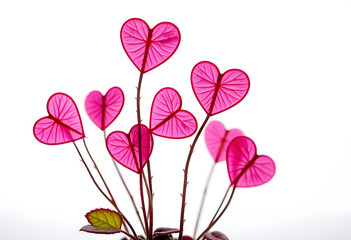 string hearts plant dried pink flowers isolated white backdrop high resolution higolution high details vibrant