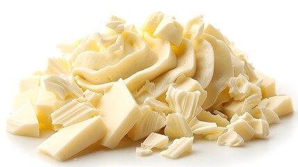 White chocolate pieces and curls