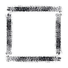 Hand drawn Grunge square rectangle frames. Ink empty black box. Rectangle border drawn by dry brush. Textured Rubber square stamp imprint. Dirt distress border isolated on background.