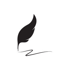 Feather quill design icon and logo illustration
