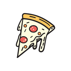 Pizza food icon cook outline and color tomato hot design.