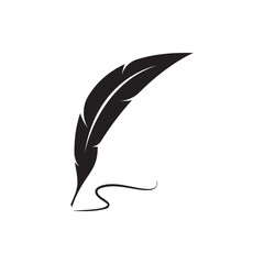 Feather quill design icon and logo illustration