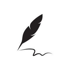 Feather quill design icon and logo illustration