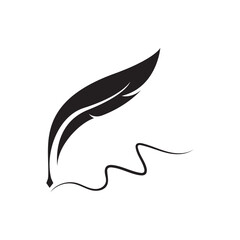 Feather quill design icon and logo illustration