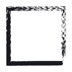 Hand drawn Grunge square rectangle frames. Ink empty black box. Rectangle border drawn by dry brush. Textured Rubber square stamp imprint. Dirt distress border isolated on background.