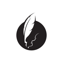 Feather quill design icon and logo illustration
