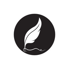 Feather quill design icon and logo illustration