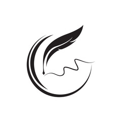 Feather quill design icon and logo illustration