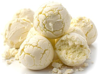 White Chocolate Balls on White Background
