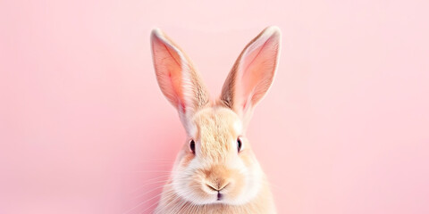 Obraz premium White rabbit on a pink background