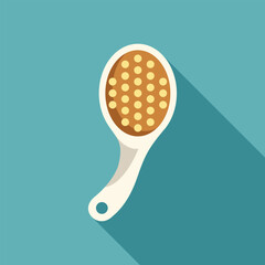 Hairbrush with long handle lying on blue background, simple style illustration