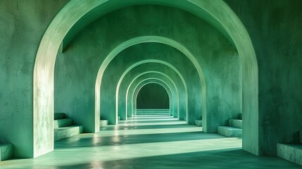 Green Painted Curved Wall and Floor Concepts