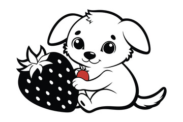 Cute puppy hugging a strawberry X.eps