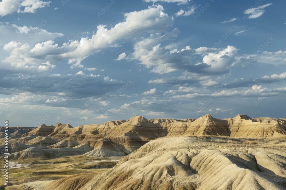 Aufkleber A scenic view of a desert with a few clouds in the sky, suitable for use in travel or adventure-themed projects