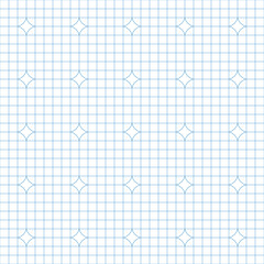 Vector illustration. Blue copybook vector grid. Grid graph paper seamless pattern. Cell background.