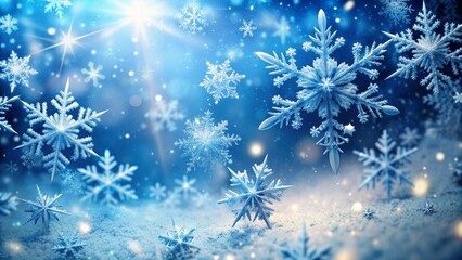 Winter Wonderland with Falling Snowflakes and a Sunbeam, Snowflakes, Winter, Holiday, Christmas