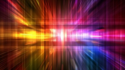 Abstract background with a colorful grid pattern and light trails, evoking speed and technology