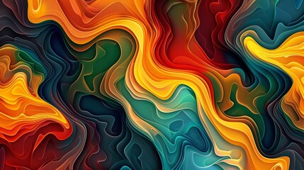 Obraz premium Vibrant and abstract background with a flowing paper cut design, ideal for artistic projects