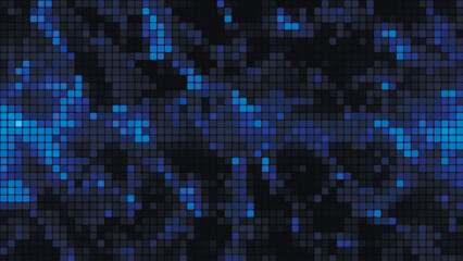 Blue mosaic background in technology concept. Abstract multicolored LED squares. Technology digital square blue color background. Bright pixel grid background. Vector background