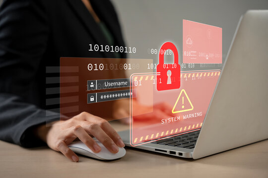 System hacked alert after cyber attack on computer network. compromised information concept. internet virus cyber security and cybercrime. hackers to steal the information is a cybercriminal