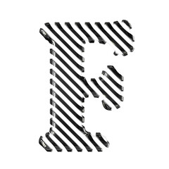 White symbol with black diagonal ultra thin straps. letter f