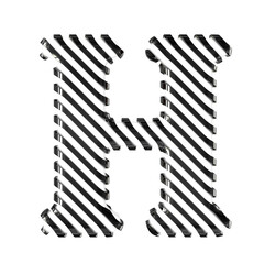 White symbol with black diagonal ultra thin straps. letter h