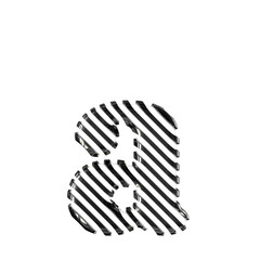 White symbol with black diagonal ultra thin straps. letter a