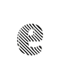 White symbol with black diagonal ultra thin straps. letter e