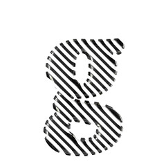 White symbol with black diagonal ultra thin straps. letter g