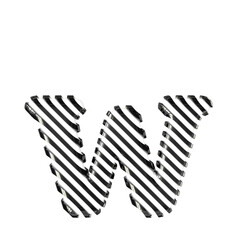 White symbol with black diagonal ultra thin straps. letter w