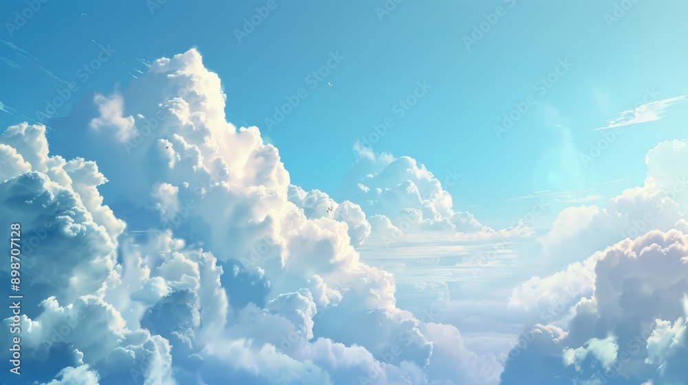Wall mural cloudy sky with large clouds and space for text above