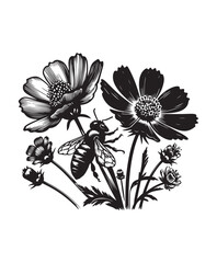 vector Bee vector art,graphics Bees icons set,vintage illustration Bee clipart,vector Bees flat style artwork design