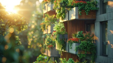 A modern apartment building with balconies and greenery in an urban environment, creating a vibrant and contemporary atmosphere.