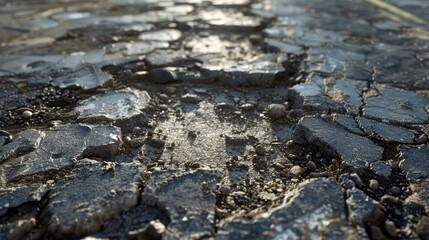 Cracked Asphalt Road