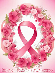 Breast cancer awareness month gender signs template with pink ribbon. vector and illustration design. October is Breast cancer awareness month.
