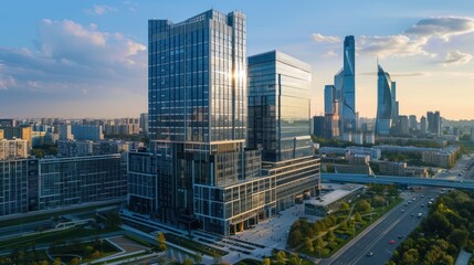 Fototapeta premium Modern Skyscrapers in a Cityscape