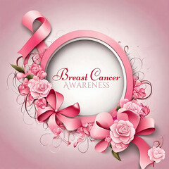 Breast cancer awareness month gender signs template with pink ribbon. vector and illustration design. October is Breast cancer awareness month.