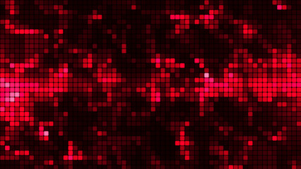 Red mosaic background in technology concept. Abstract red LED squares. Technology digital square red color background. Red pixel grid background. 3D rendering