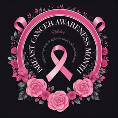 Breast cancer awareness month gender signs template with pink ribbon. vector and illustration design. Breast cancer awareness month, Better treatment options start with awareness.