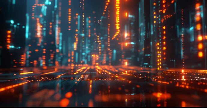 Digital code, binary streams depicting data flow and cyber security concept, abstract dark animated video background