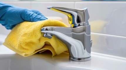 The bathroom faucet cleaning
