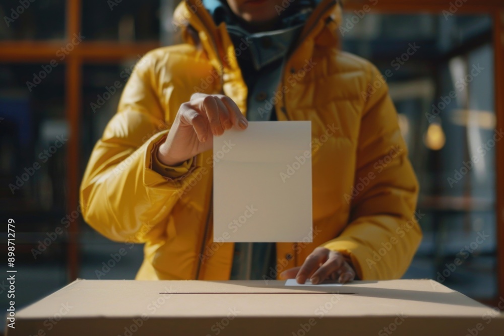 Poster A person stores a document in a file folder