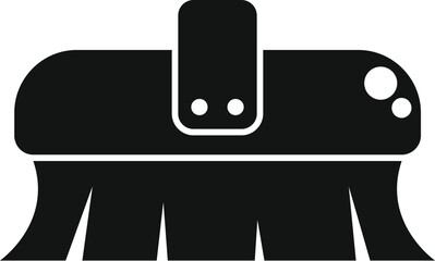 Simple black icon of a cleaning brush with a handle, useful for websites and apps related to cleaning
