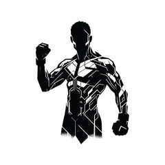 mma, mix martial art  male player in celtic knot pattern illustration, emblem shield badge