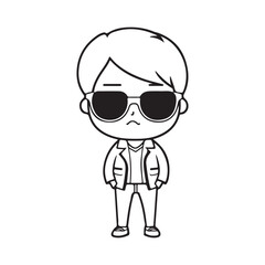 Boy line art vector illustration