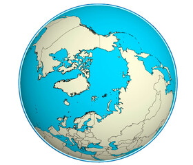 world map globe with north pole
